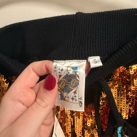 QUEEN OF SPARKLES Gold Sequin Tiger Shorts - Picture 3 of 5